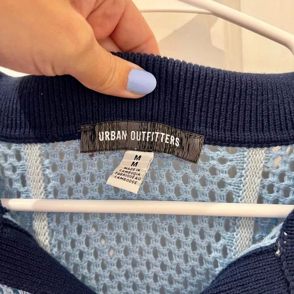 Urban Outfitters Light Blue Mesh Polo - Picture 3 of 3